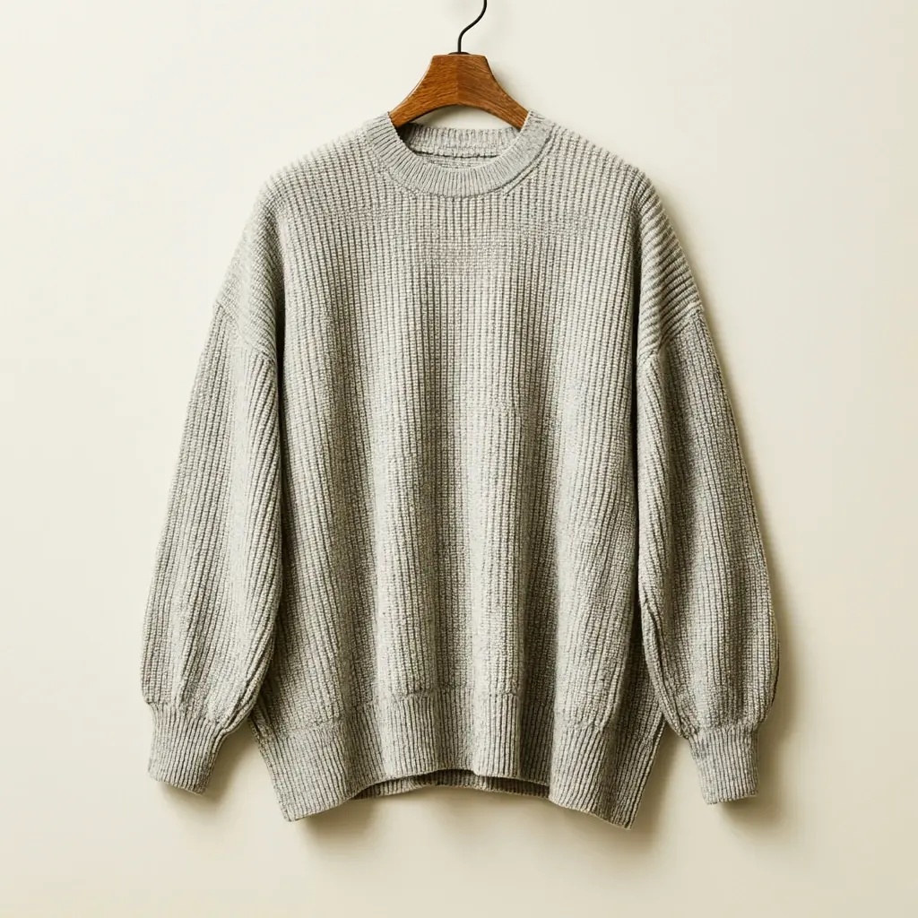Rund hals (crewneck) — strikket pullover med rund hals i merinoull til casual og smart casual