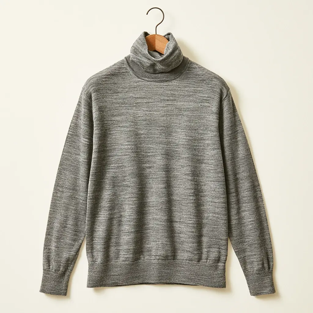 Rullekrage (turtleneck) — strikket genser med høy oppstående krage i merinoull til smart casual og business casual