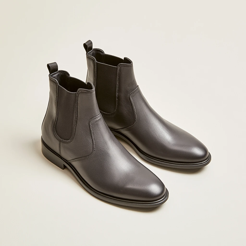 Chelsea Boot — ankelstøvel med elastiske sidepaneler i svart kalveskinn
