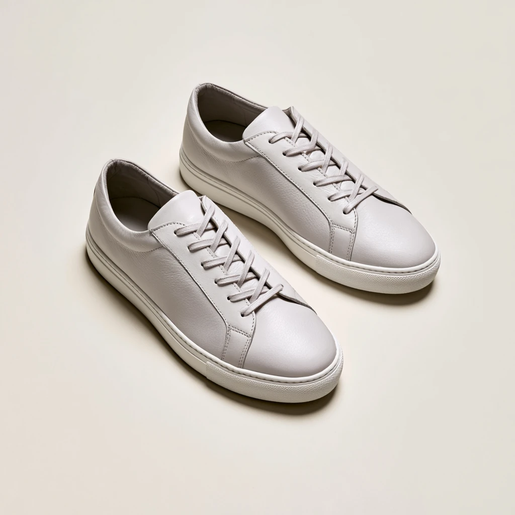 Hvit skinnsneaker — minimalistisk hvit sneaker i ekte skinn