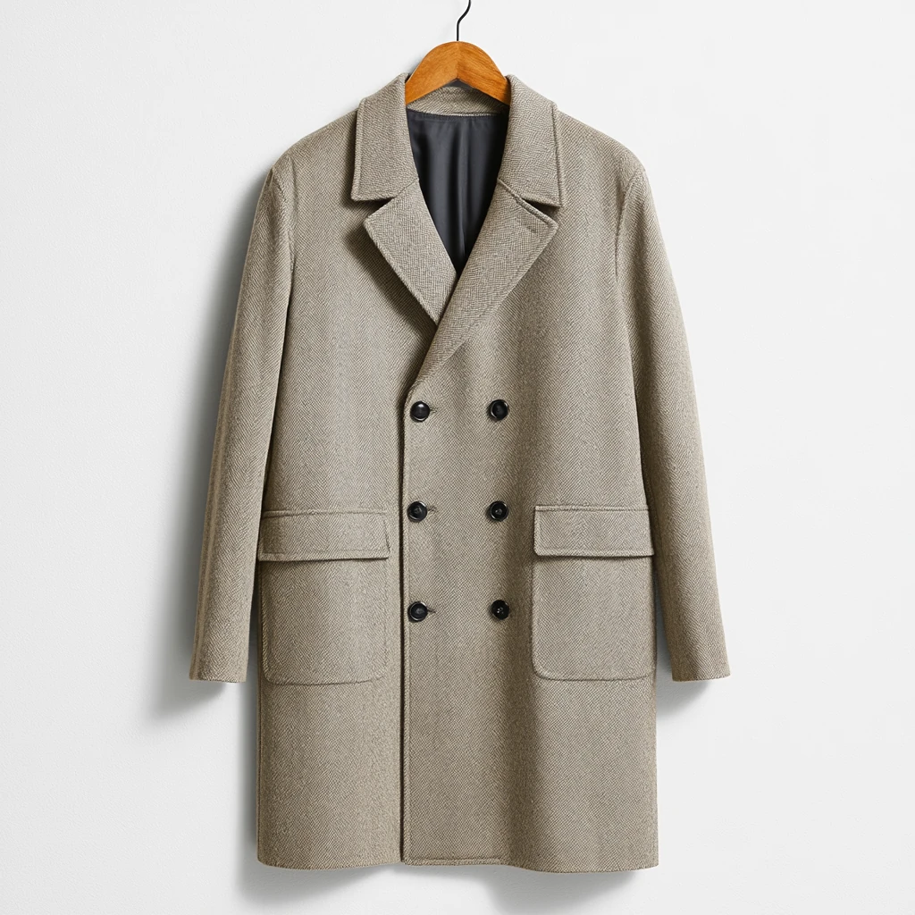 Polo coat — dobbeltspent kamelhår-frakk med breddebelte og peak lapels